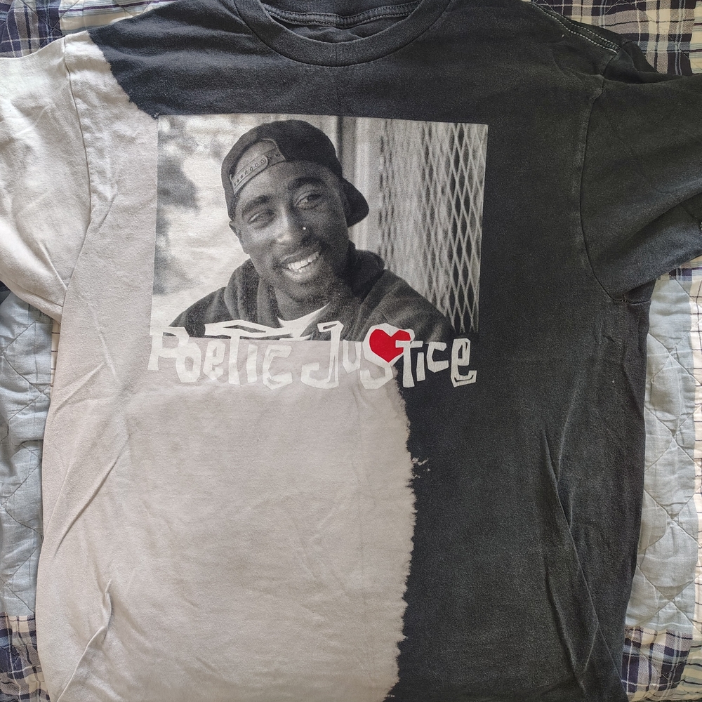 Rare 1990's Poetic Justice Tupac Shakur Men's Shirt Size Medium Black Poetic Jus